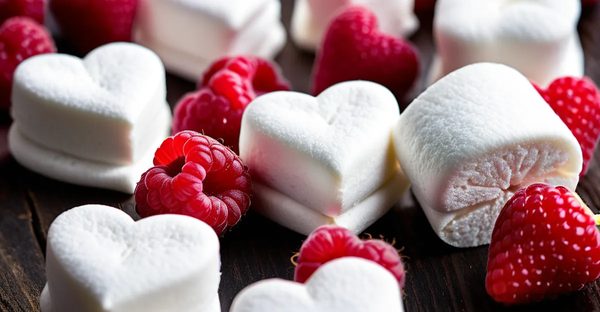 Cœurs guimauves nappés framboise : douceur fruitée en bouche